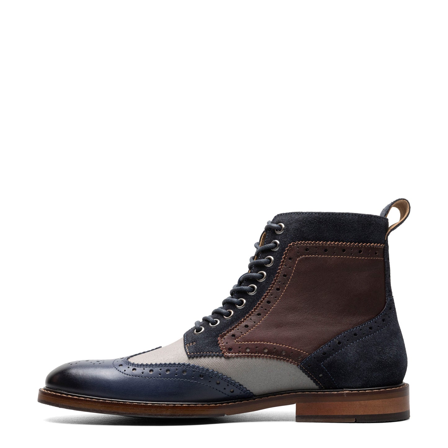 Peltz Shoes  Men's Stacy Adams Finnegan Wingtip Lace Up Boot Navy Multi 25427-492