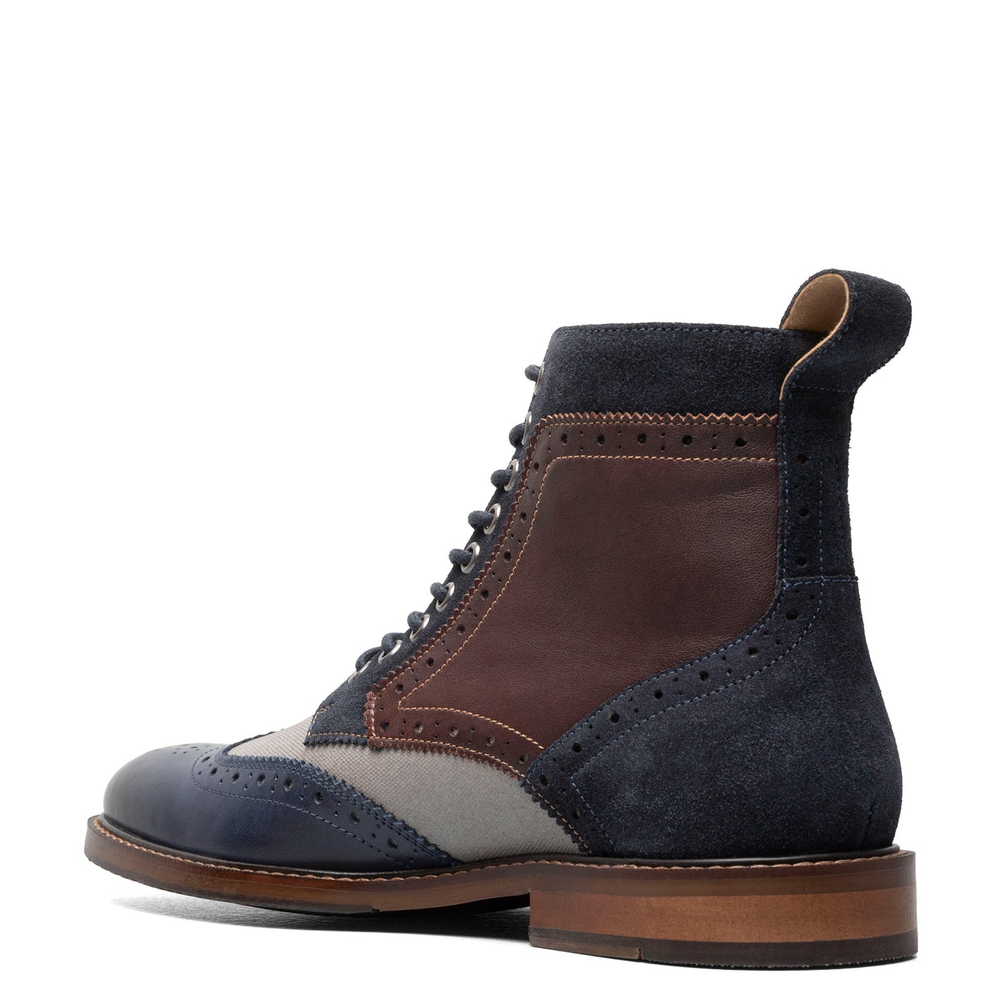 Peltz Shoes  Men's Stacy Adams Finnegan Wingtip Lace Up Boot Navy Multi 25427-492