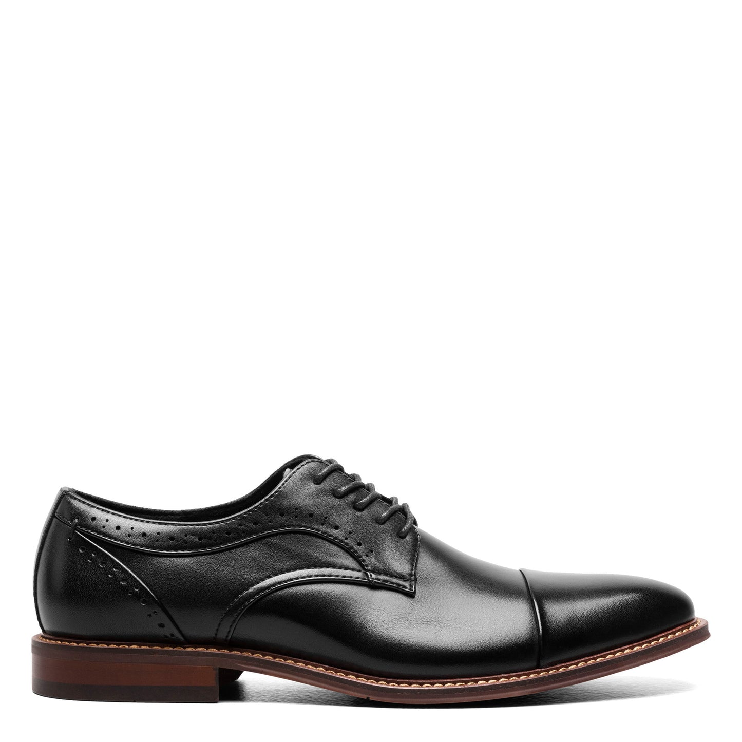Peltz Shoes  Men's Stacy Adams Maddox Cap Toe Oxford BLACK POLISHED 25488-005