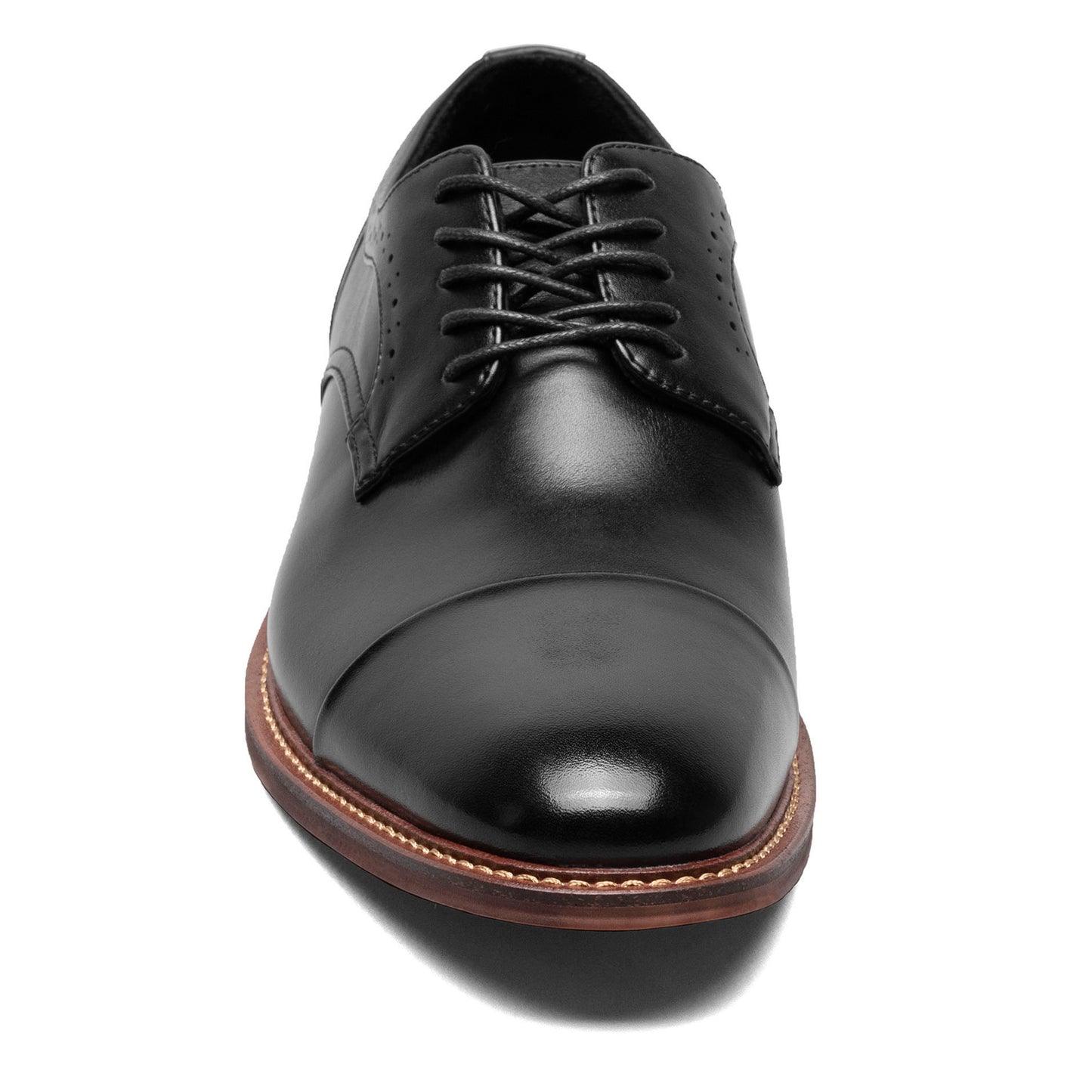 Peltz Shoes  Men's Stacy Adams Maddox Cap Toe Oxford BLACK POLISHED 25488-005