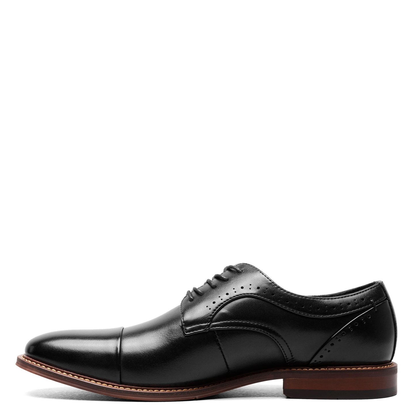 Peltz Shoes  Men's Stacy Adams Maddox Cap Toe Oxford BLACK POLISHED 25488-005