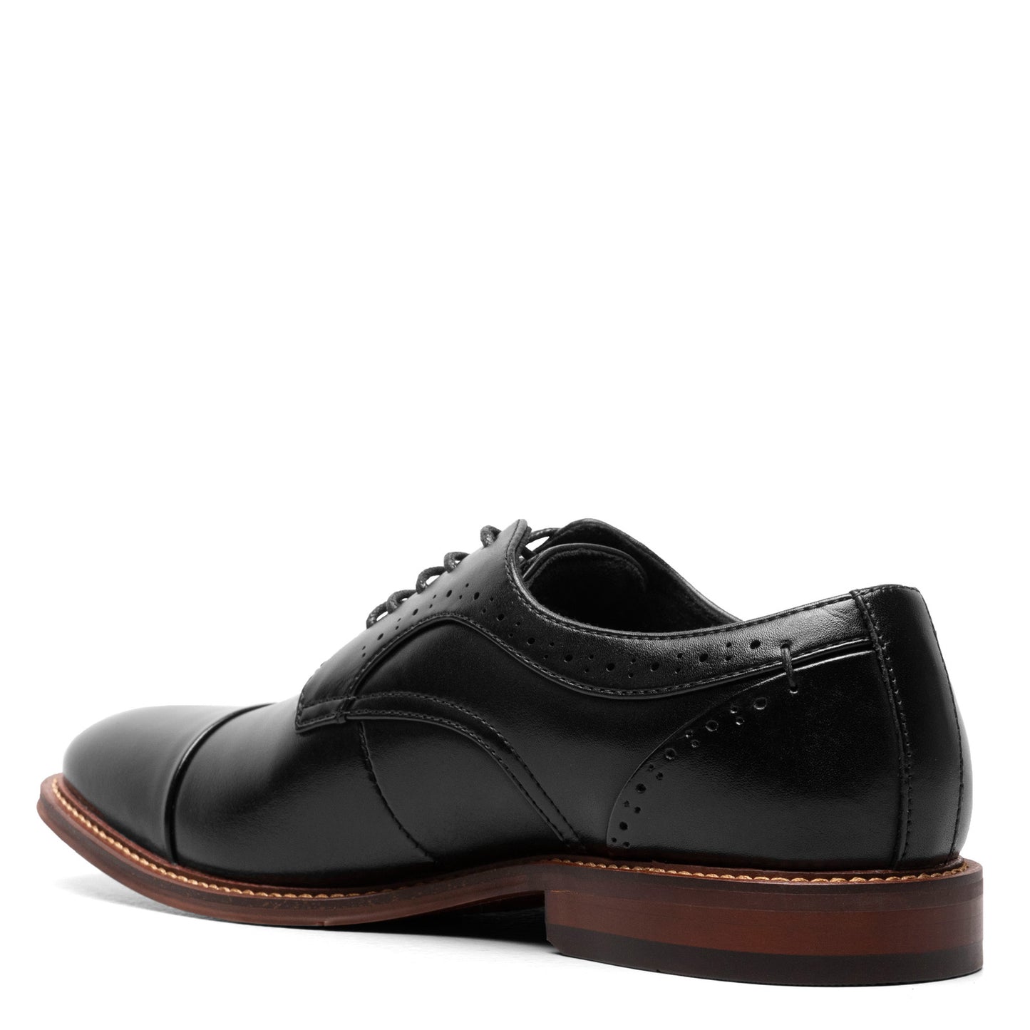 Peltz Shoes  Men's Stacy Adams Maddox Cap Toe Oxford BLACK POLISHED 25488-005