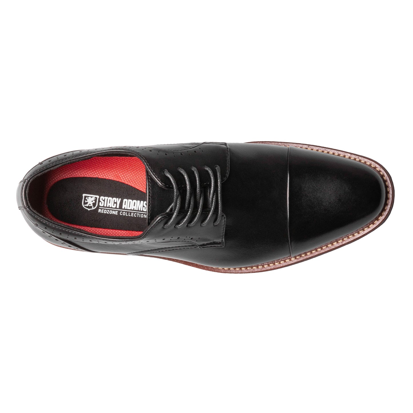 Peltz Shoes  Men's Stacy Adams Maddox Cap Toe Oxford BLACK POLISHED 25488-005