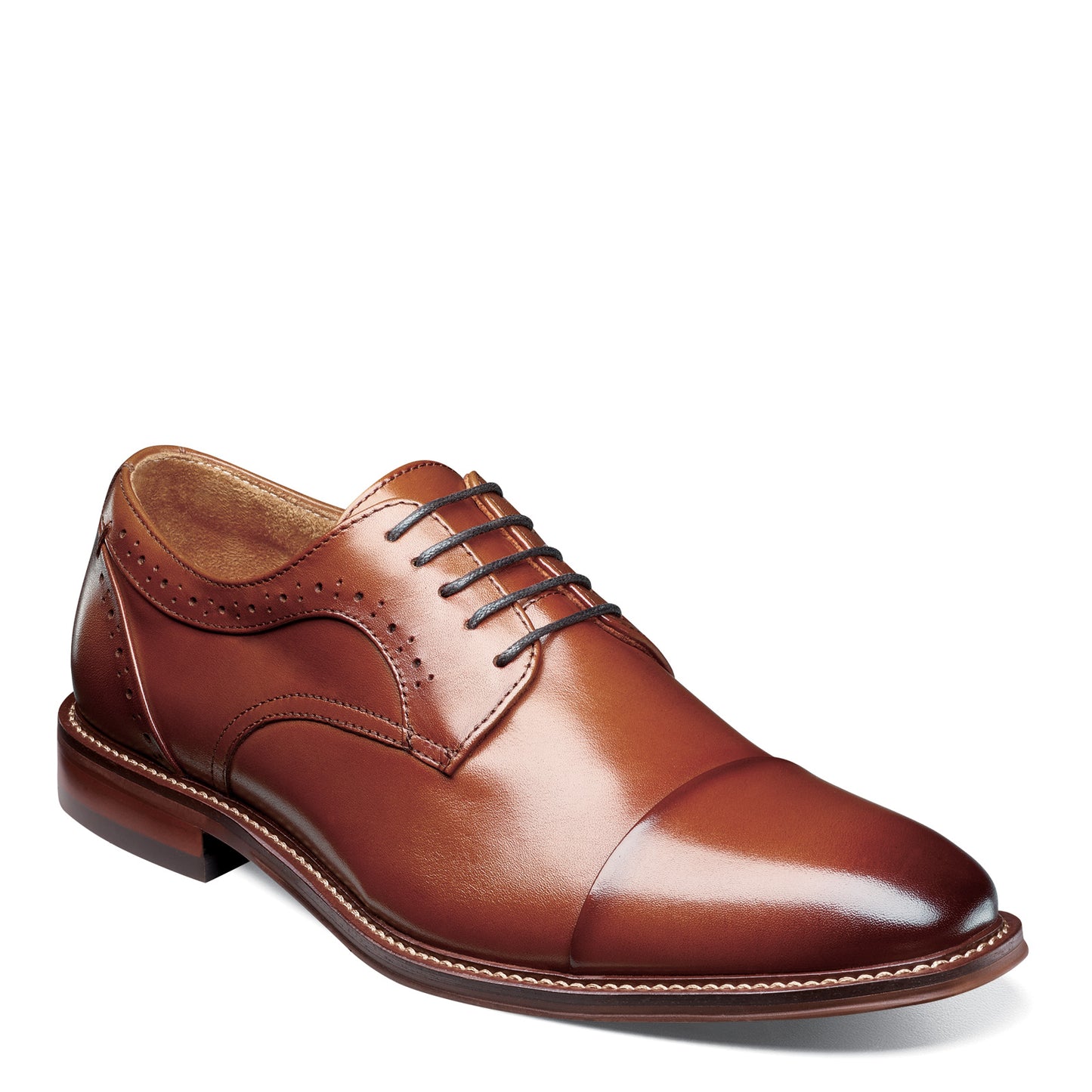 Peltz Shoes  Men's Stacy Adams Maddox Cap Toe Oxford COGNAC 25488-221
