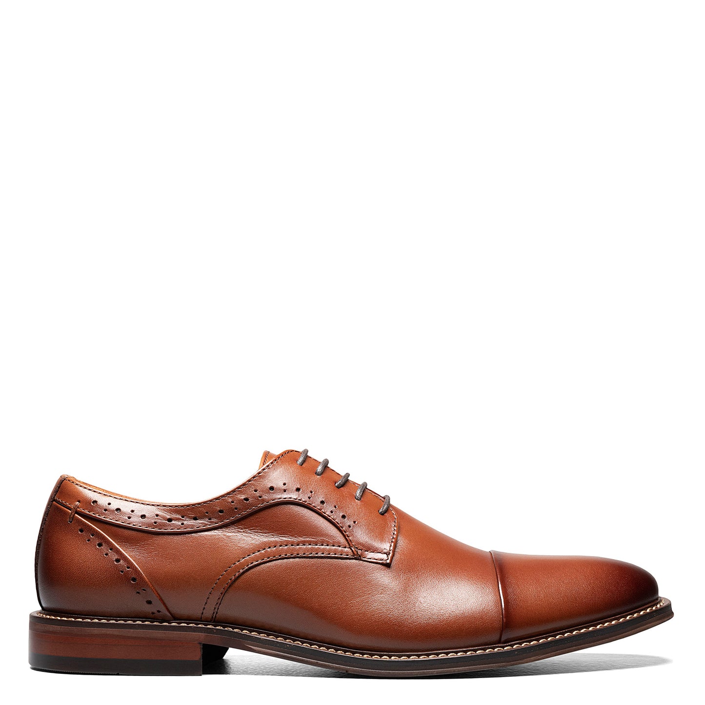 Peltz Shoes  Men's Stacy Adams Maddox Cap Toe Oxford COGNAC 25488-221
