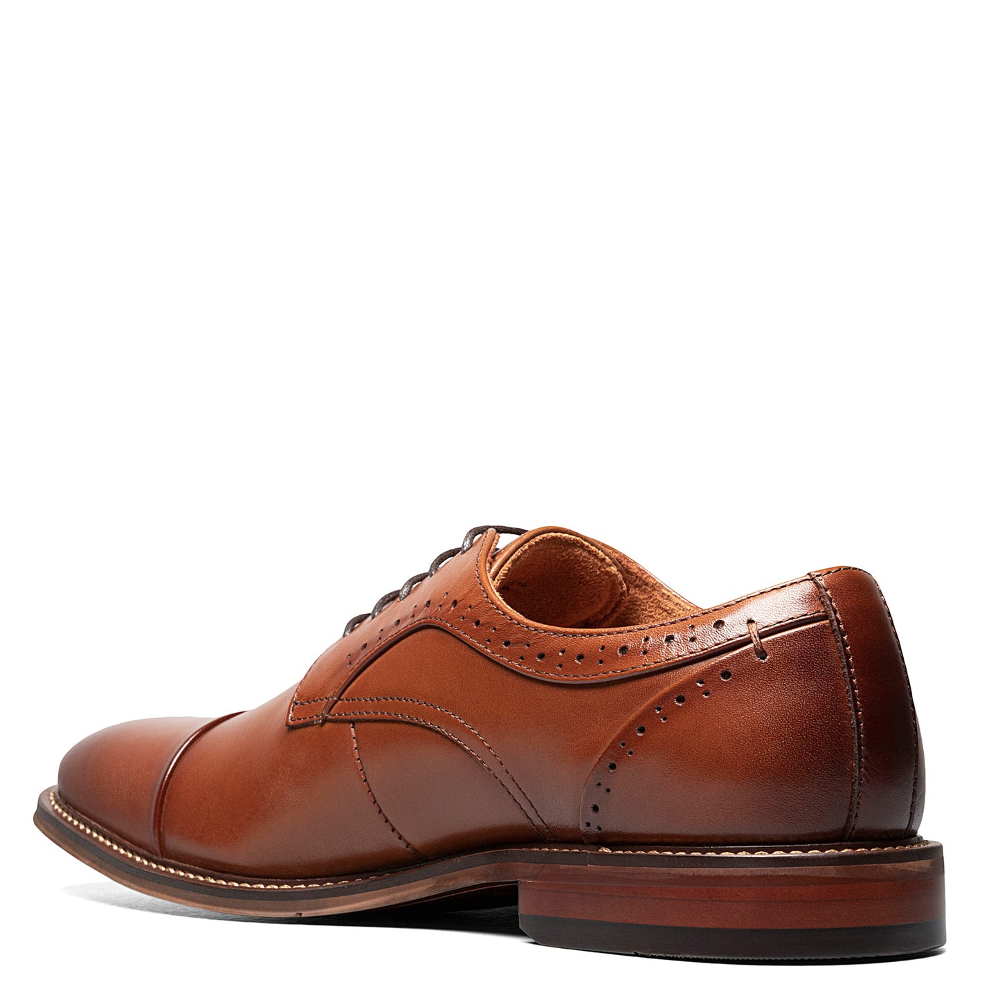 Peltz Shoes  Men's Stacy Adams Maddox Cap Toe Oxford COGNAC 25488-221