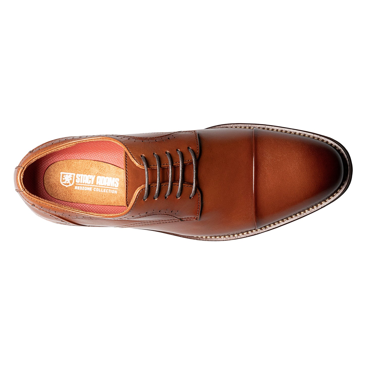 Peltz Shoes  Men's Stacy Adams Maddox Cap Toe Oxford COGNAC 25488-221