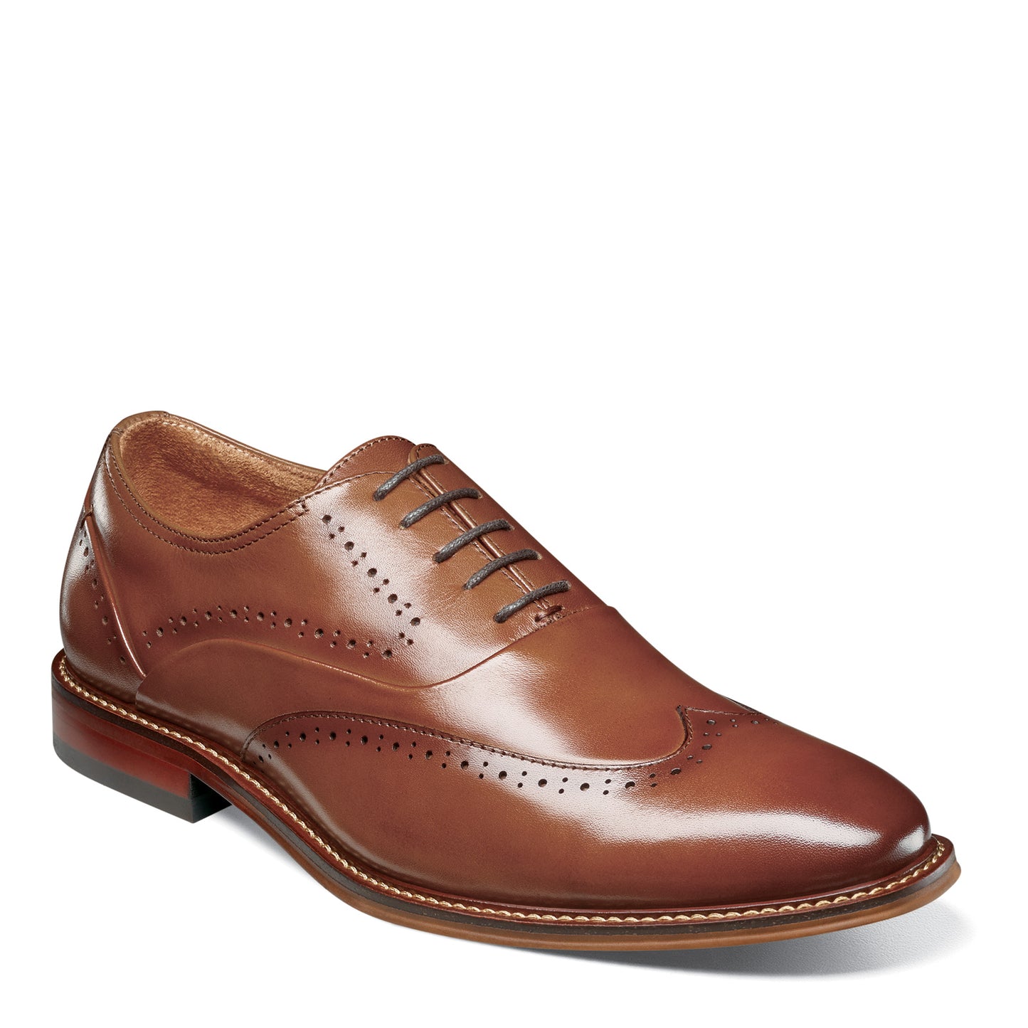 Peltz Shoes  Men's Stacy Adams Macarthur Wingtip Oxford COGNAC 25489-221