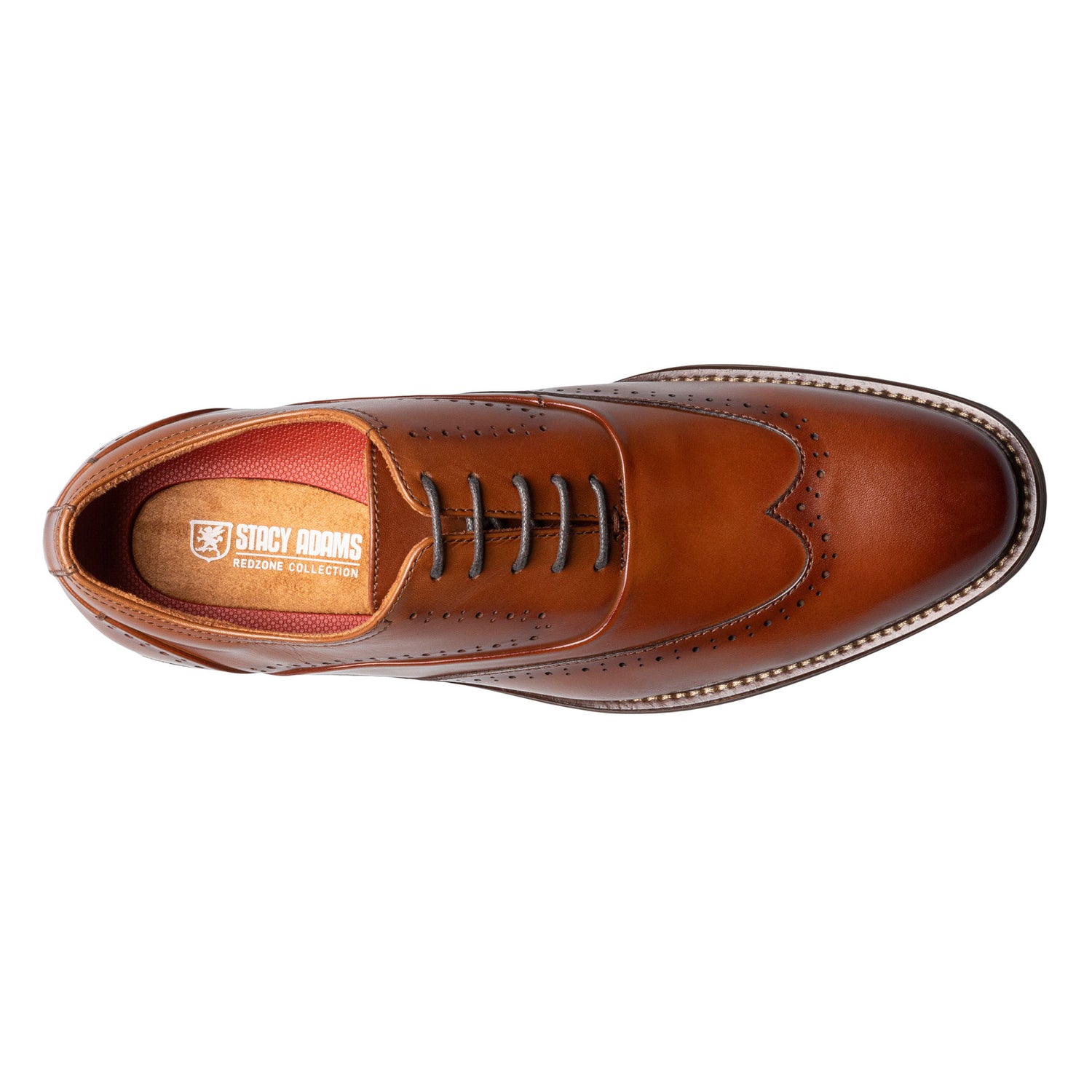 Peltz Shoes  Men's Stacy Adams Macarthur Wingtip Oxford COGNAC 25489-221