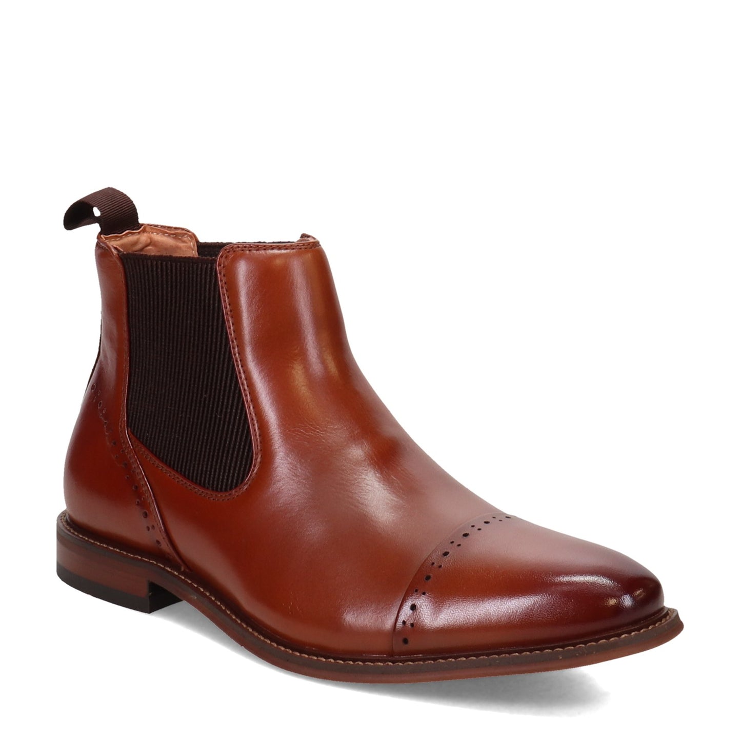 Peltz Shoes  Men's Stacy Adams Maury Cap Toe Chelsea Boot COGNAC 25492-221