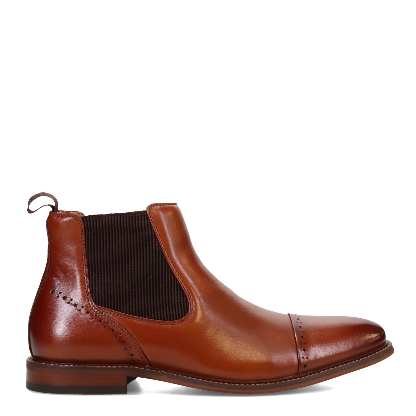 Peltz Shoes  Men's Stacy Adams Maury Cap Toe Chelsea Boot COGNAC 25492-221