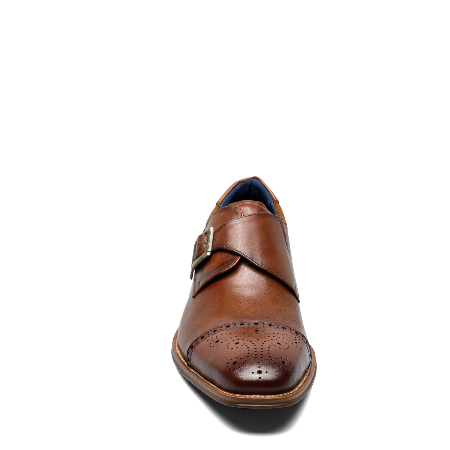 Peltz Shoes  Men's Stacy Adams Mathis Cap Toe Monk Strap Cognac 25540-221