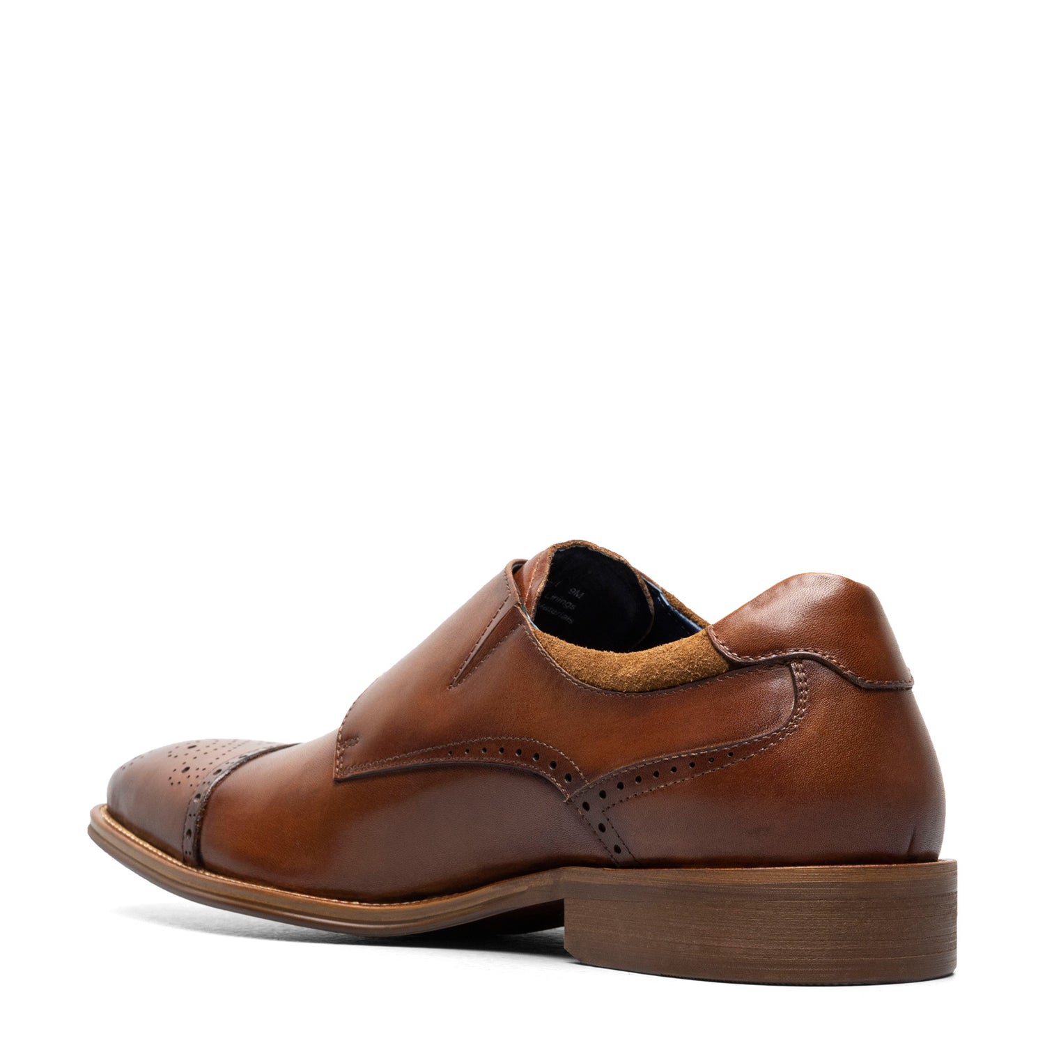Peltz Shoes  Men's Stacy Adams Mathis Cap Toe Monk Strap Cognac 25540-221