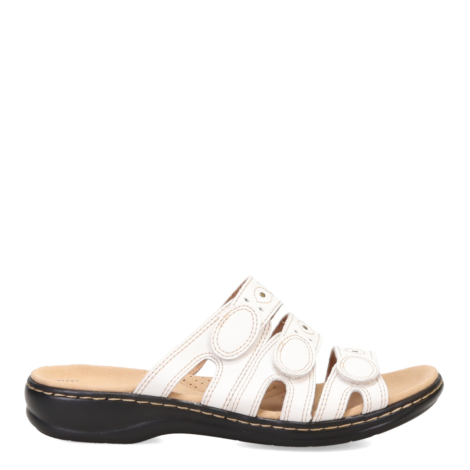 Peltz Shoes  Women's Clarks Lesia Cacti Slide Sandals WHITE 26109039