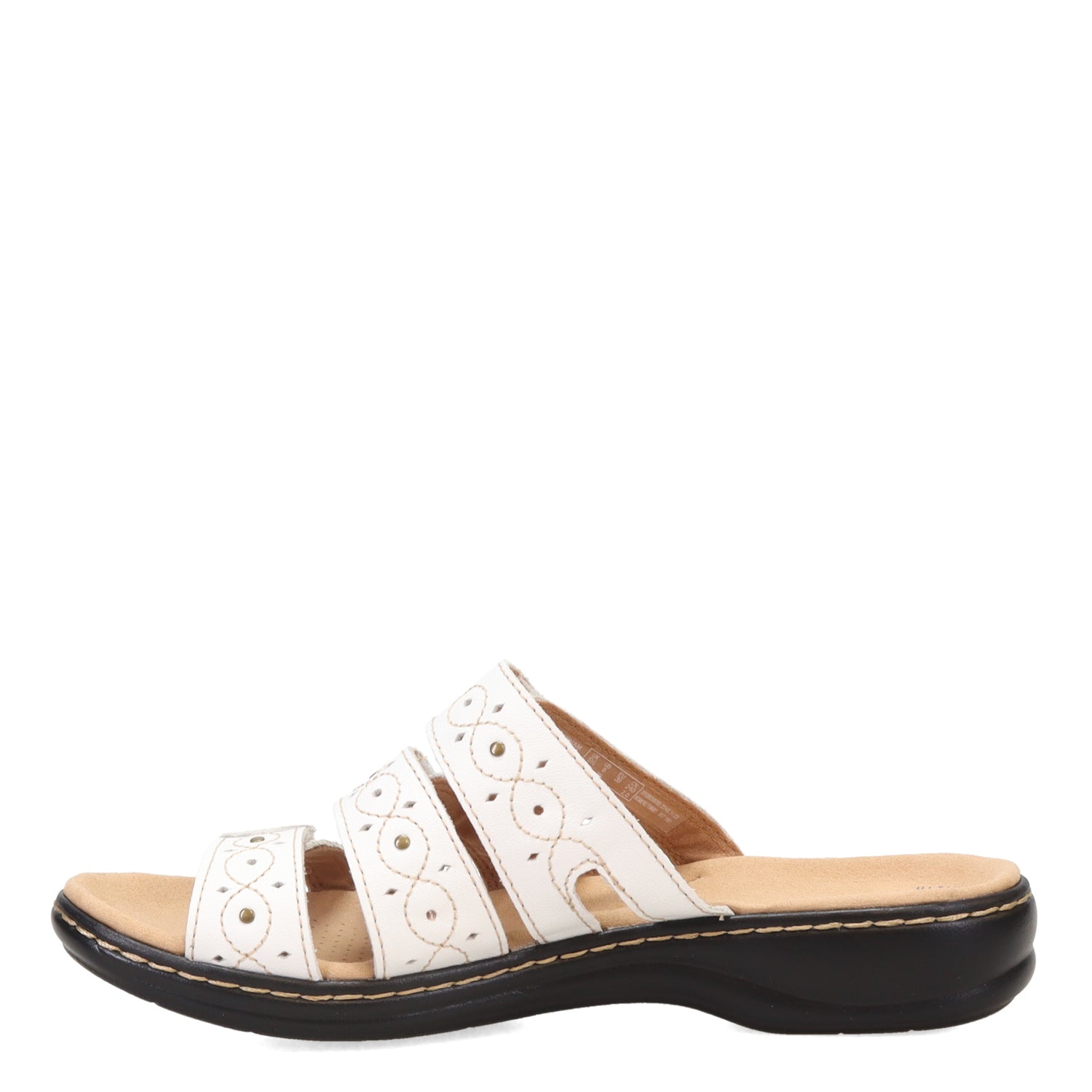 Peltz Shoes  Women's Clarks Lesia Cacti Slide Sandals WHITE 26109039