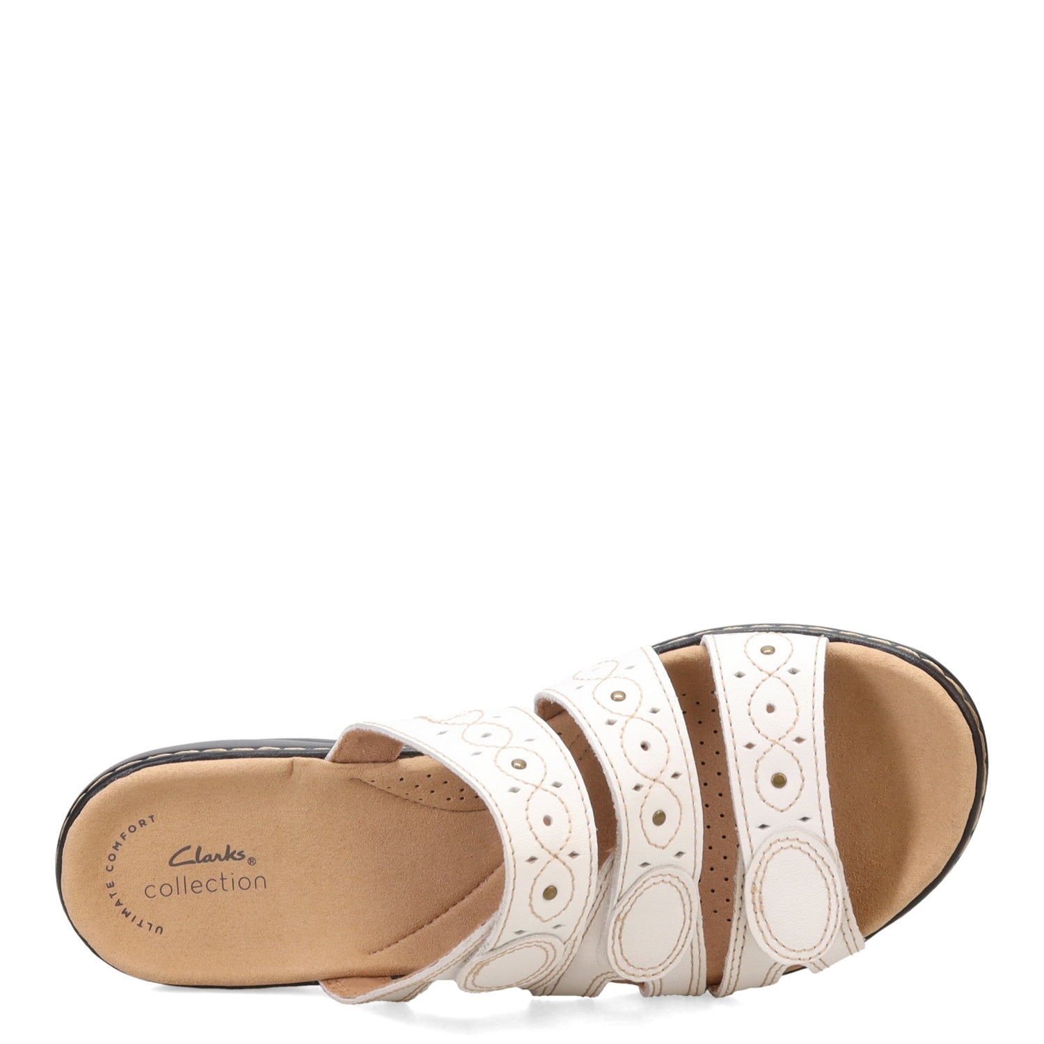 Peltz Shoes  Women's Clarks Lesia Cacti Slide Sandals WHITE 26109039