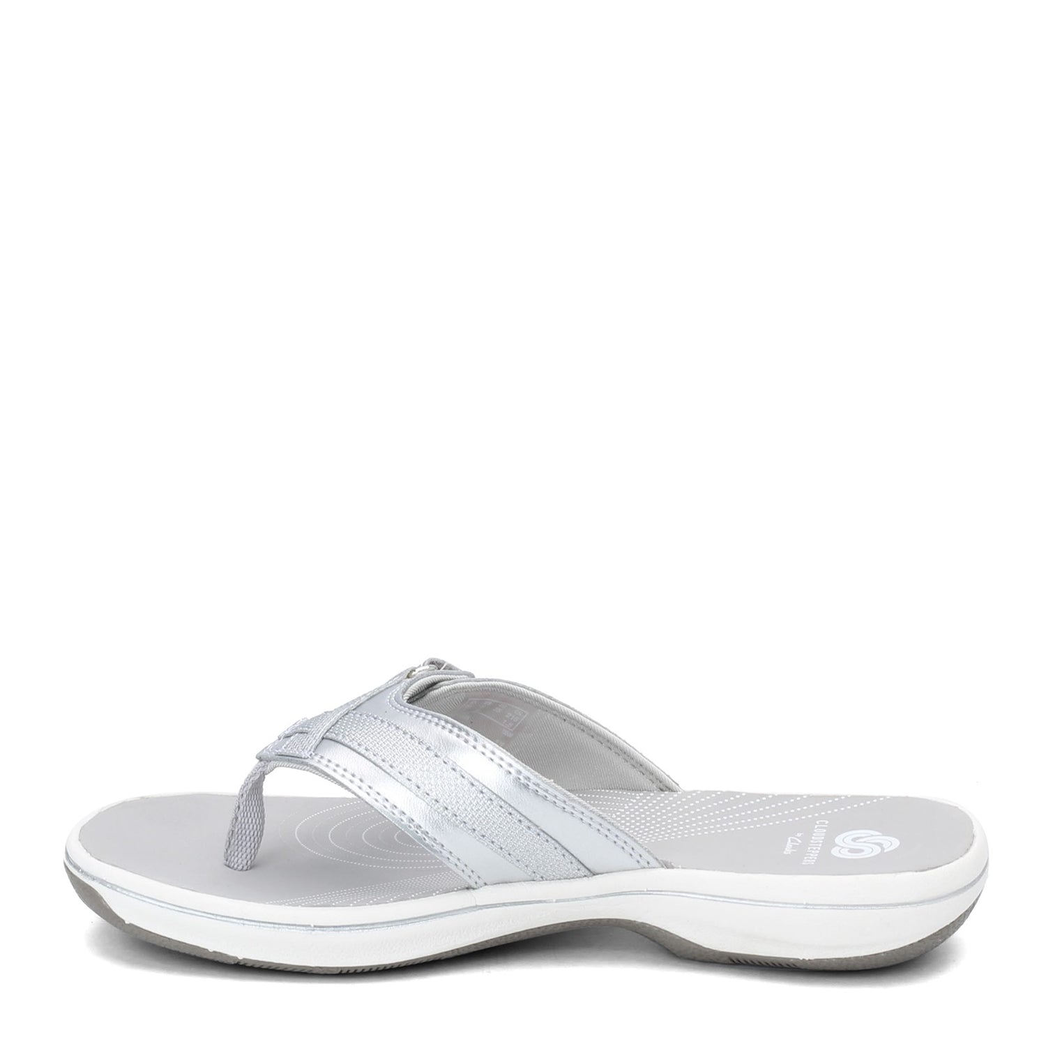 Peltz Shoes  Women's Clarks Breeze Sea Sandal SILVER 26126502