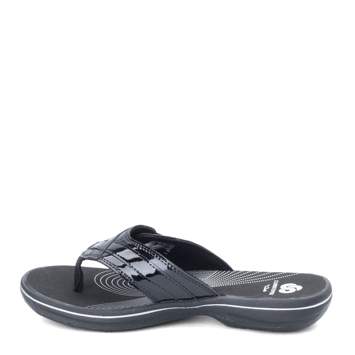 Peltz Shoes  Women's Clarks Breeze Sea Sandal BLACK PATENT 26133671