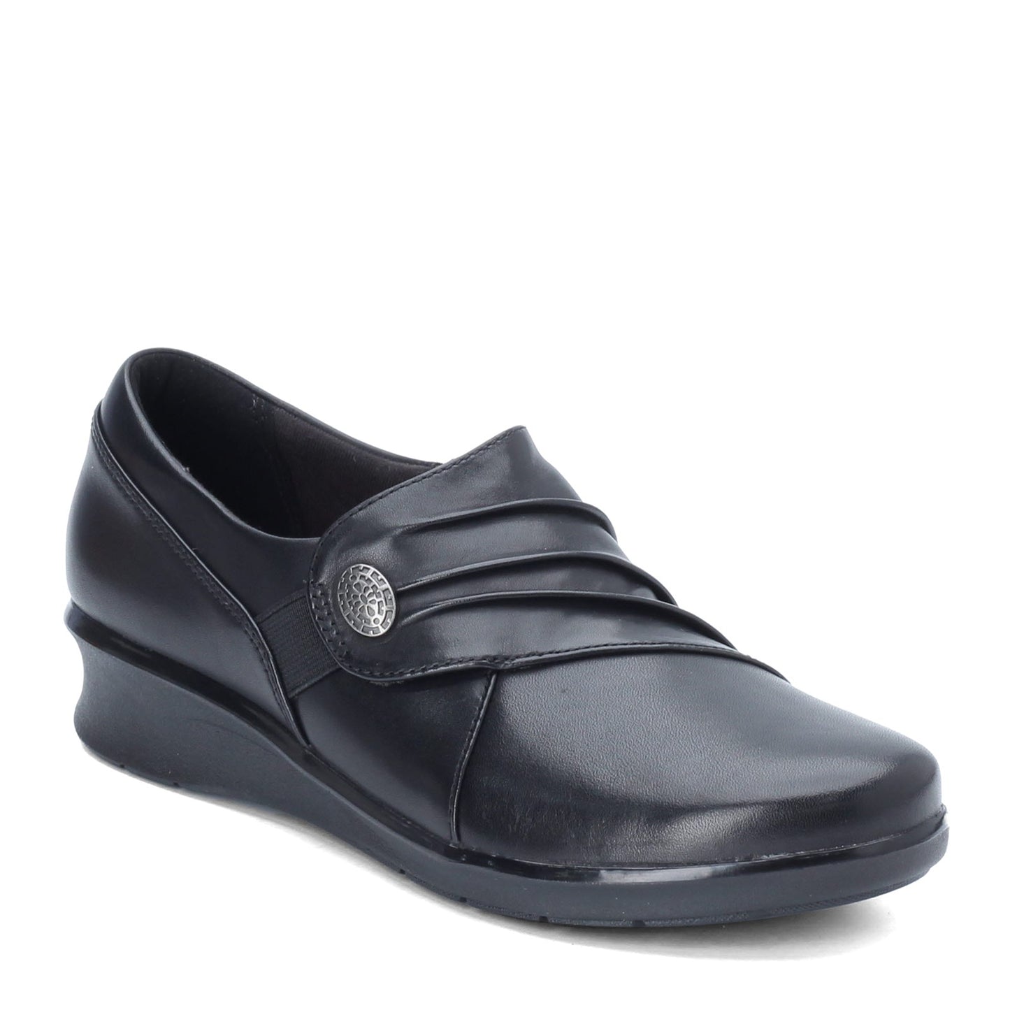 Peltz Shoes  Women's Clarks Hope Roxanne Slip-On Black Leather 26137200