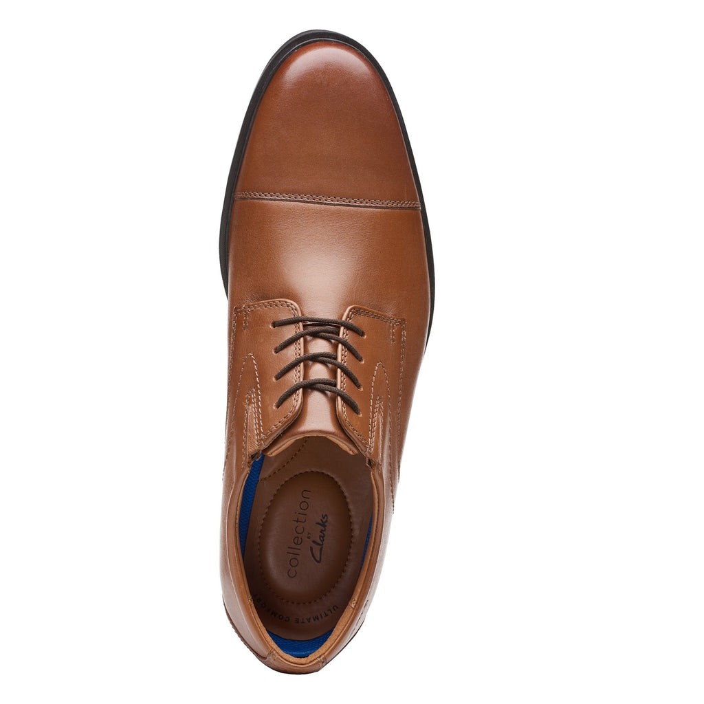 Men's Clarks Whiddon Cap Toe Oxford DARK TAN LEATHER 26152913