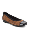 Peltz Shoes  Women's Clarks Sara Orchid Flat LEOPARD 26154003