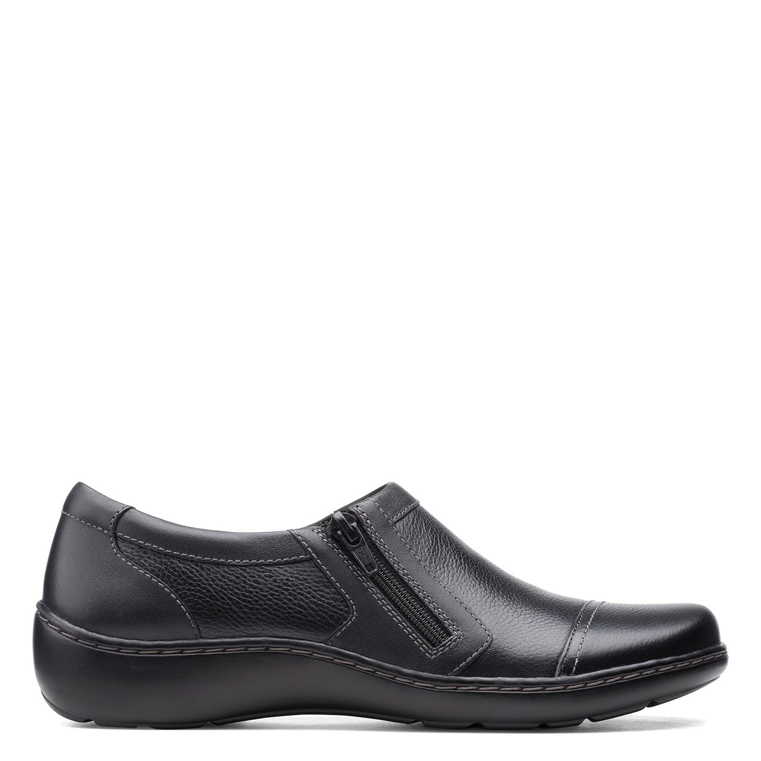 Peltz Shoes  Women's Clarks Cora Giny Slip-On BLACK SMOOTH 26155776