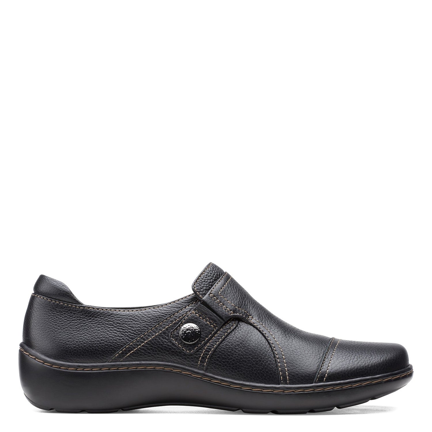 Peltz Shoes  Women's Clarks Cora Poppy Slip-On BLACK SMOOTH 26156827