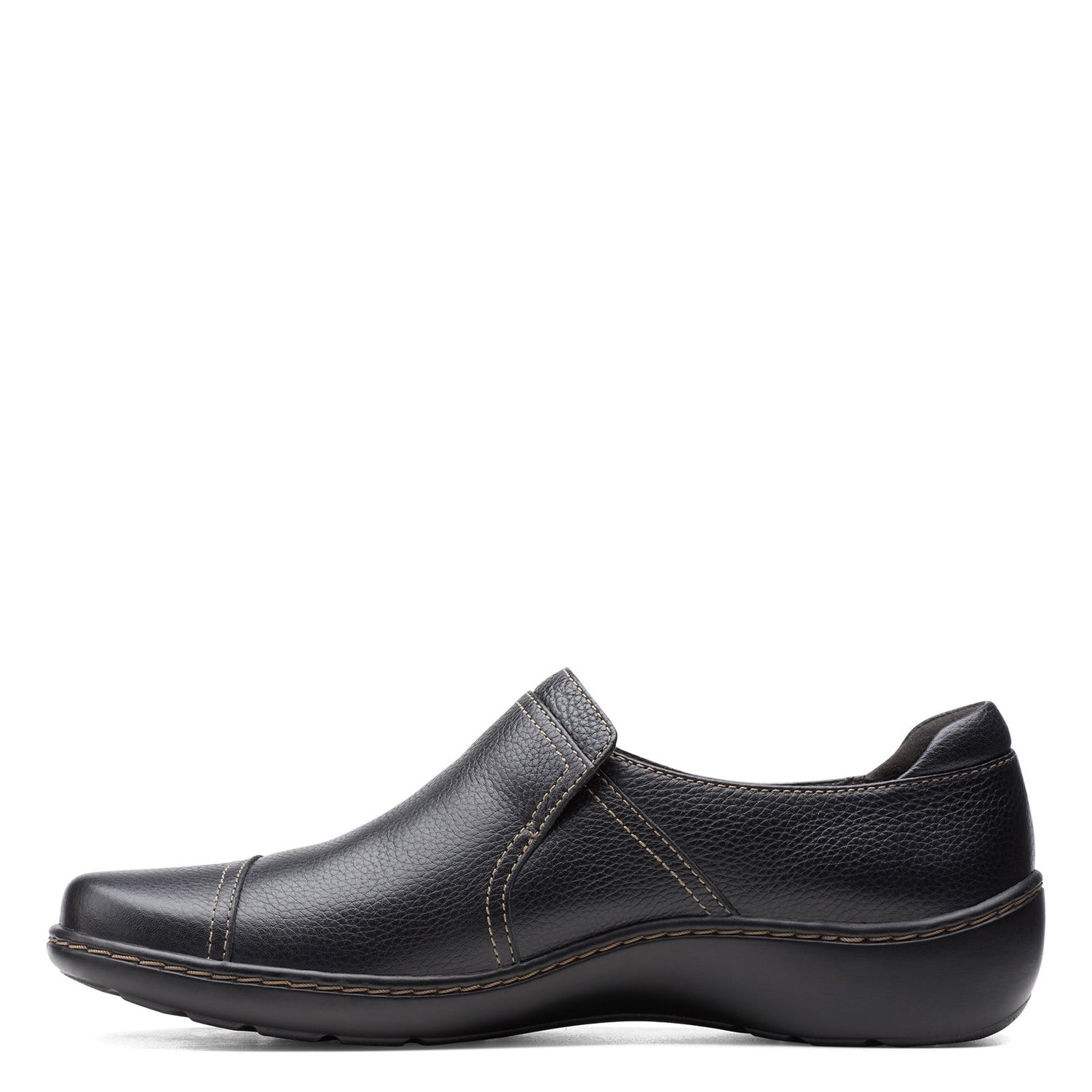 Peltz Shoes  Women's Clarks Cora Poppy Slip-On BLACK SMOOTH 26156827