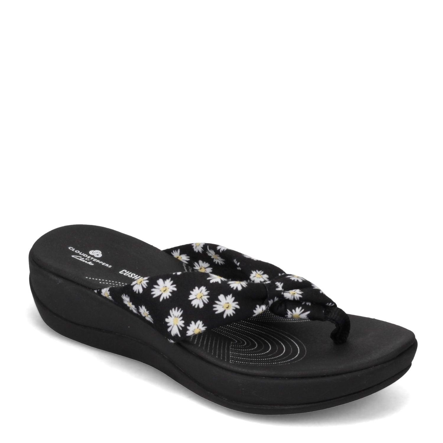 Peltz Shoes  Women's Clarks Arla Glison Sandal BLACK FLORAL PRINT 26156957