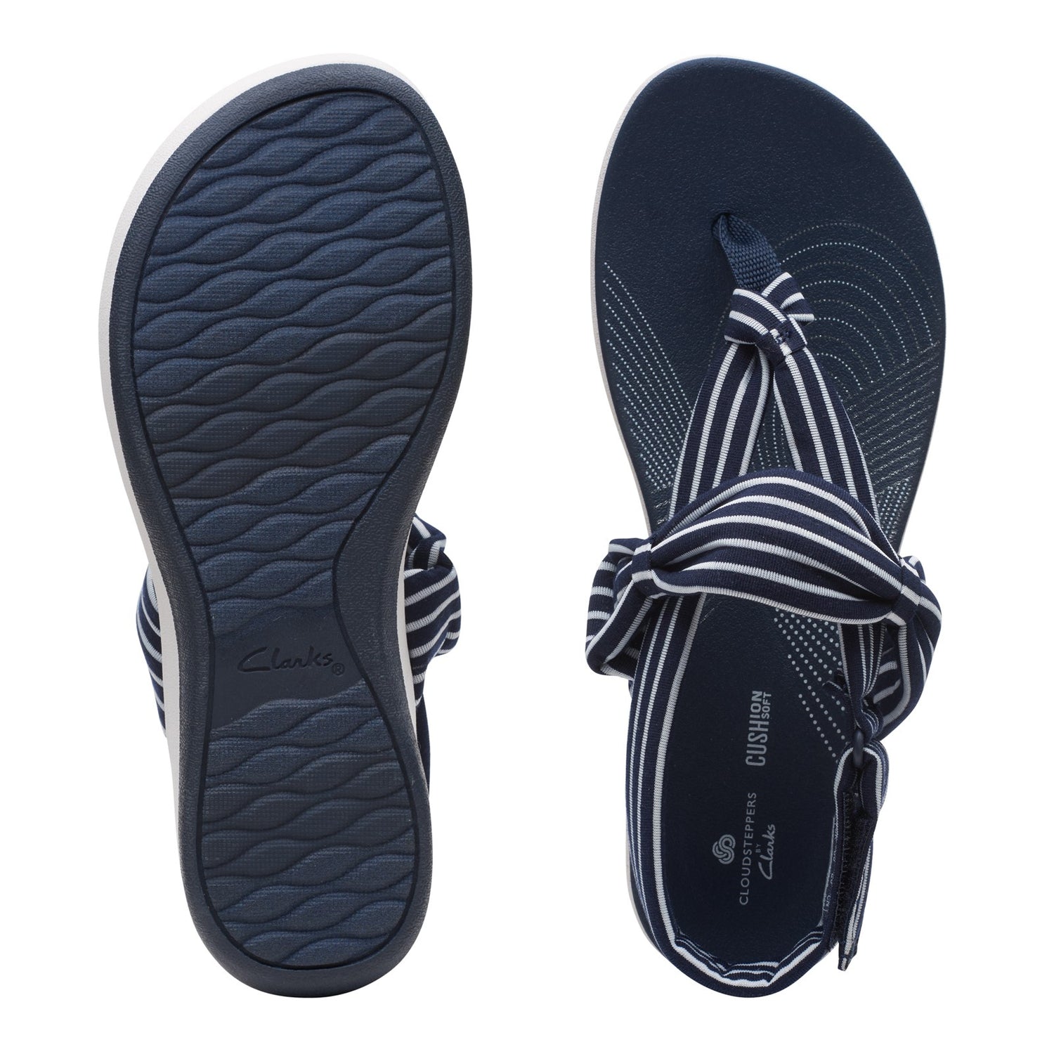 Peltz Shoes  Women's Clarks Arla Nicole Sandal NAVY WHITE 26161069