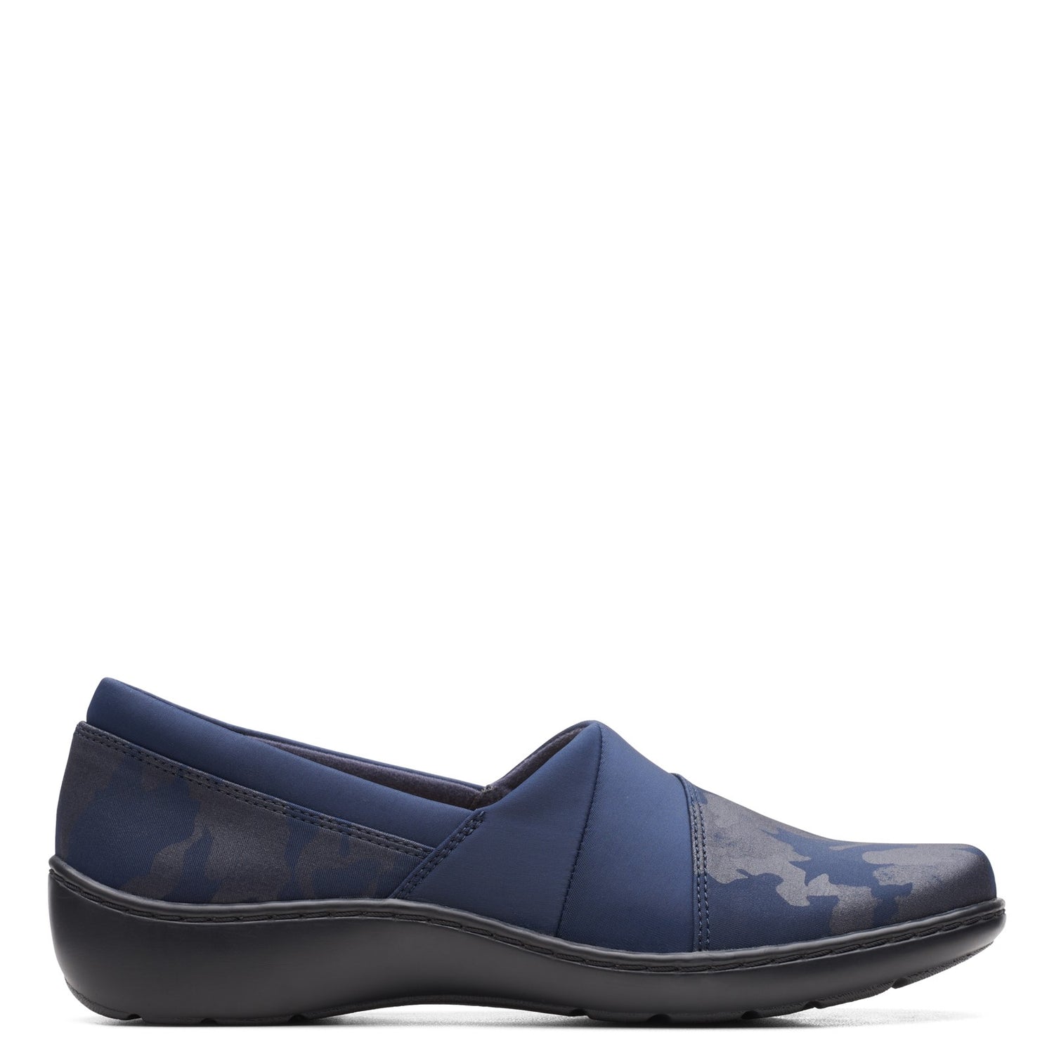 Peltz Shoes  Women's Clarks Cora Heather Slip-On NAVY FABRIC 26162138