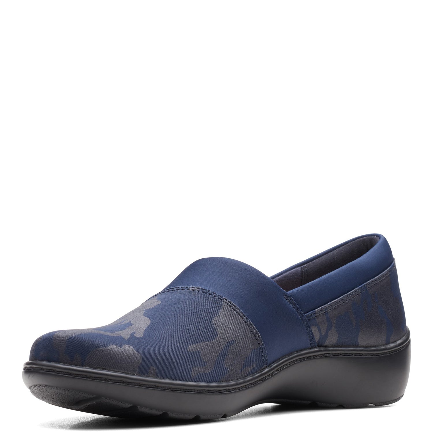 Peltz Shoes  Women's Clarks Cora Heather Slip-On NAVY FABRIC 26162138