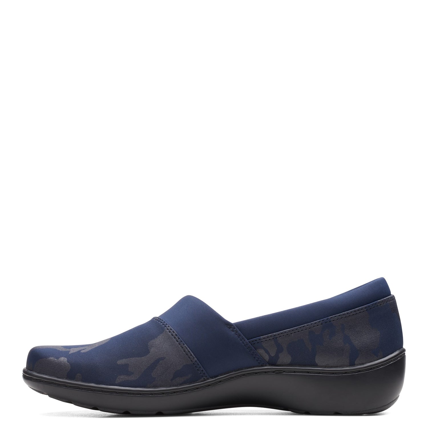 Peltz Shoes  Women's Clarks Cora Heather Slip-On NAVY FABRIC 26162138