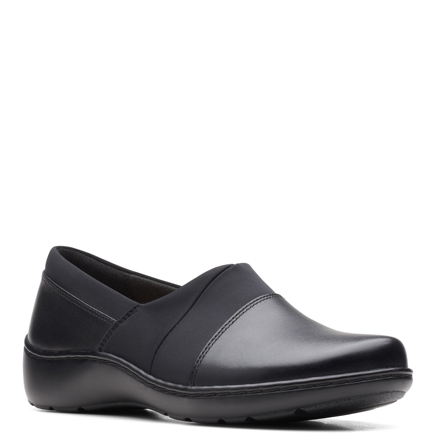 Peltz Shoes  Women's Clarks Cora Heather Slip-On BLACK MIX 26163212