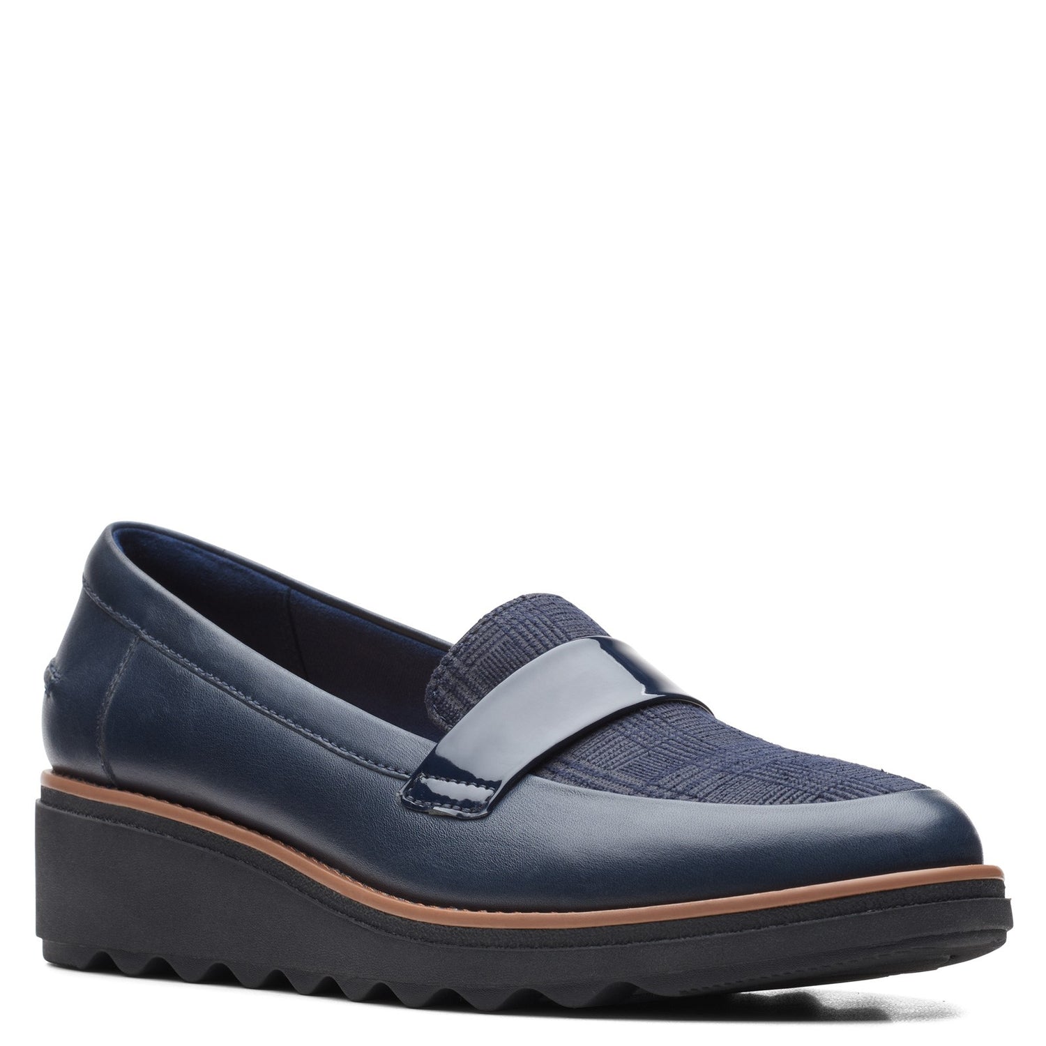 Peltz Shoes  Women's Clarks Sharon Gracie Loafer NAVY MULTI 26164079