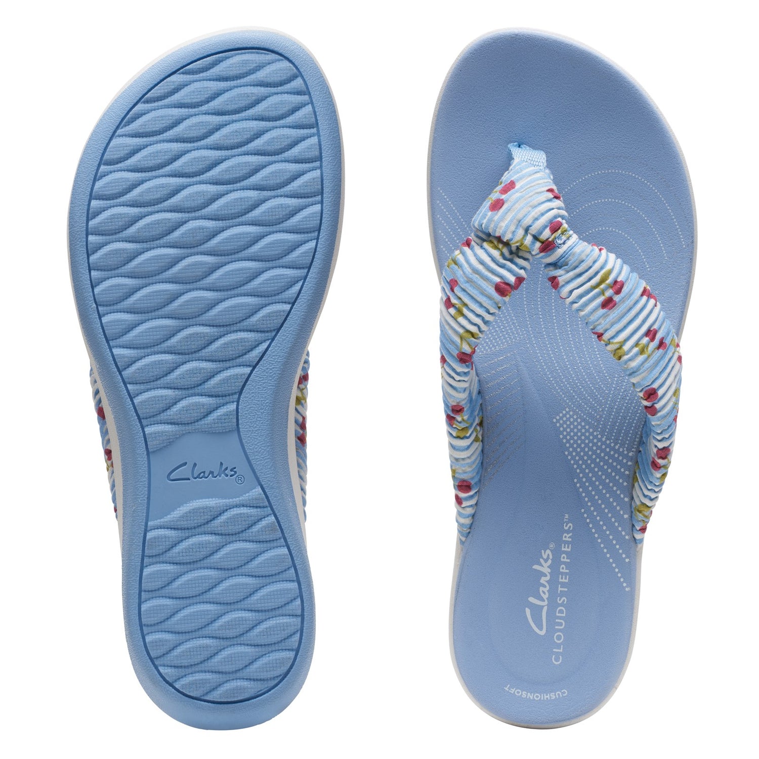 Peltz Shoes  Women's Clarks Arla Glison Sandal BLUE / CHERRIES 26164476
