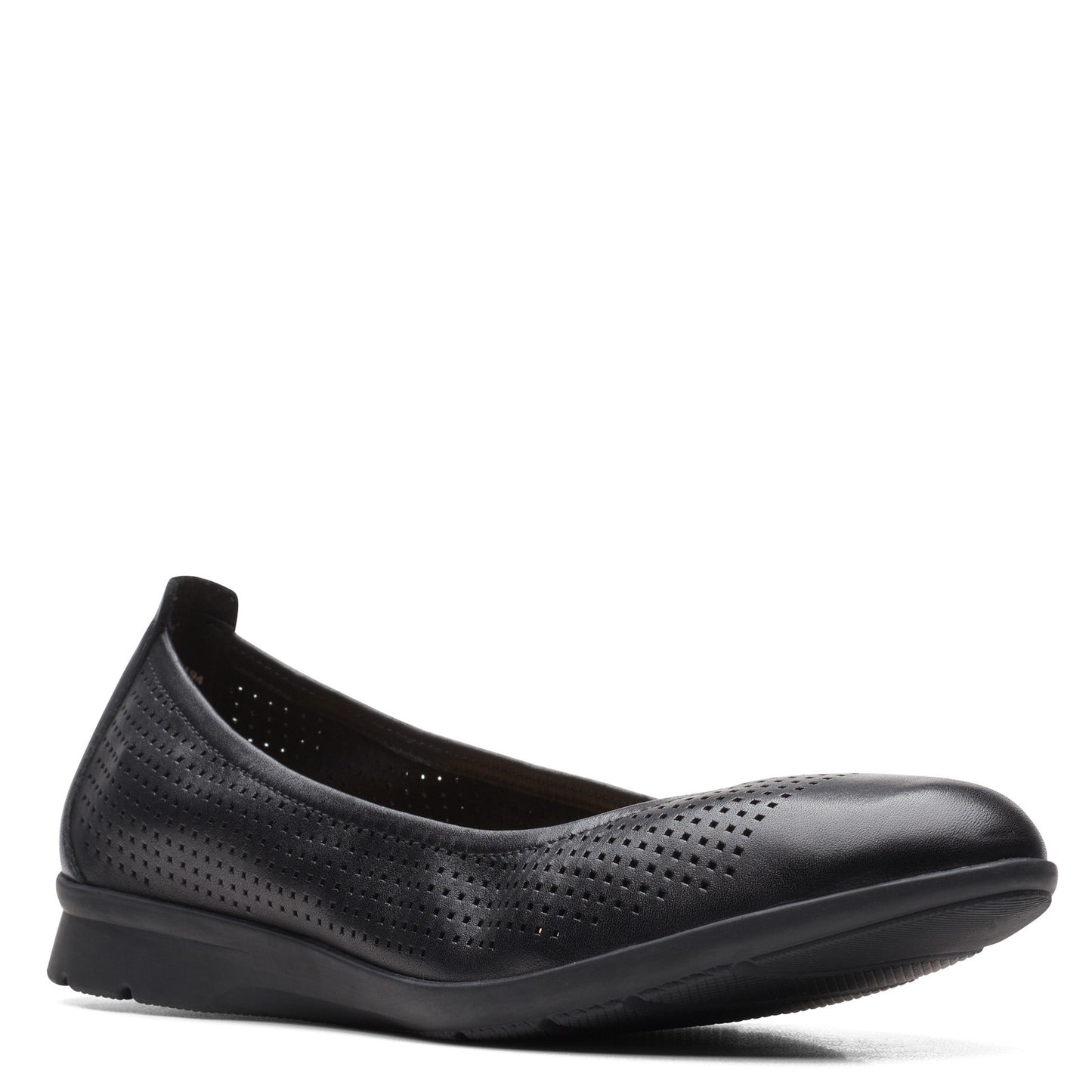 Peltz Shoes  Women's Clarks Jenette Ease Flat Black Leather 26165152