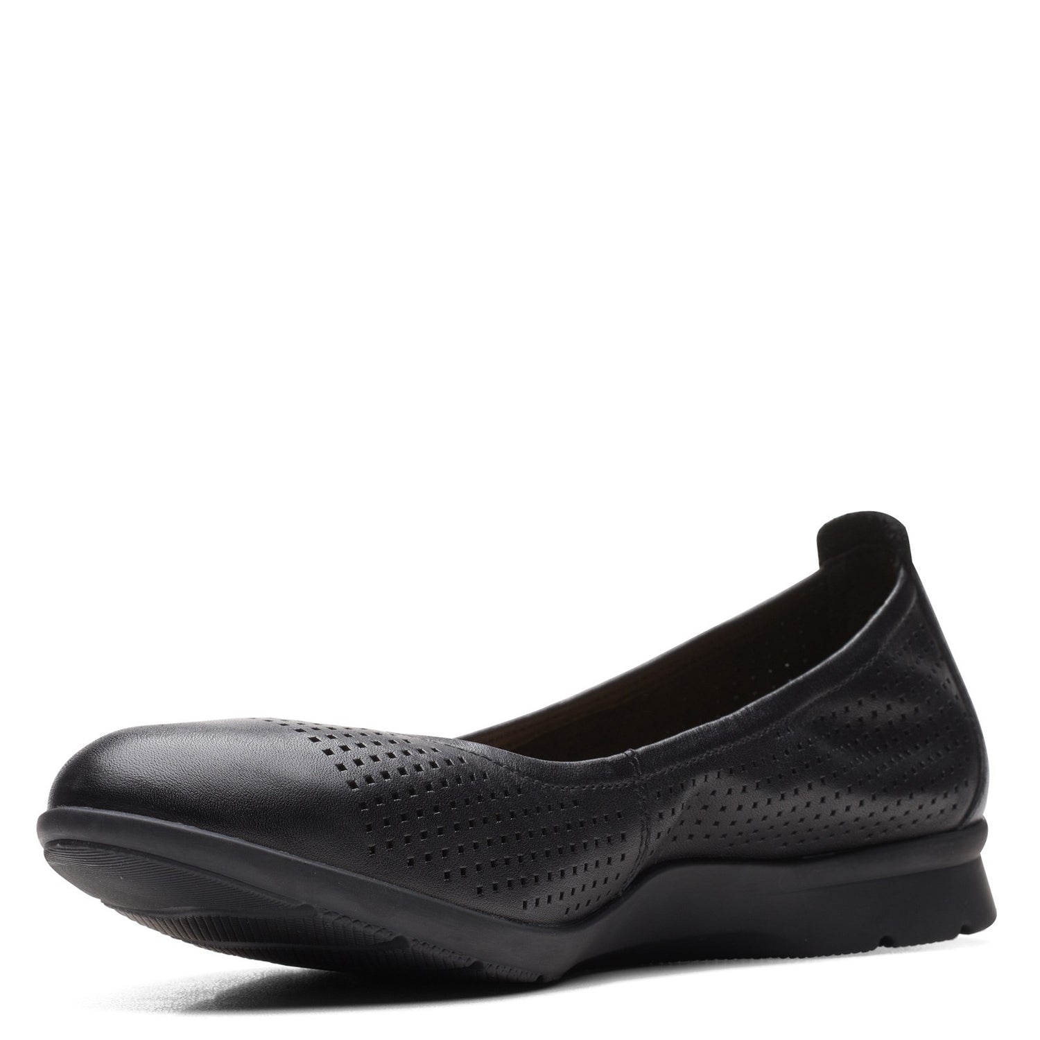 Peltz Shoes  Women's Clarks Jenette Ease Flat Black Leather 26165152