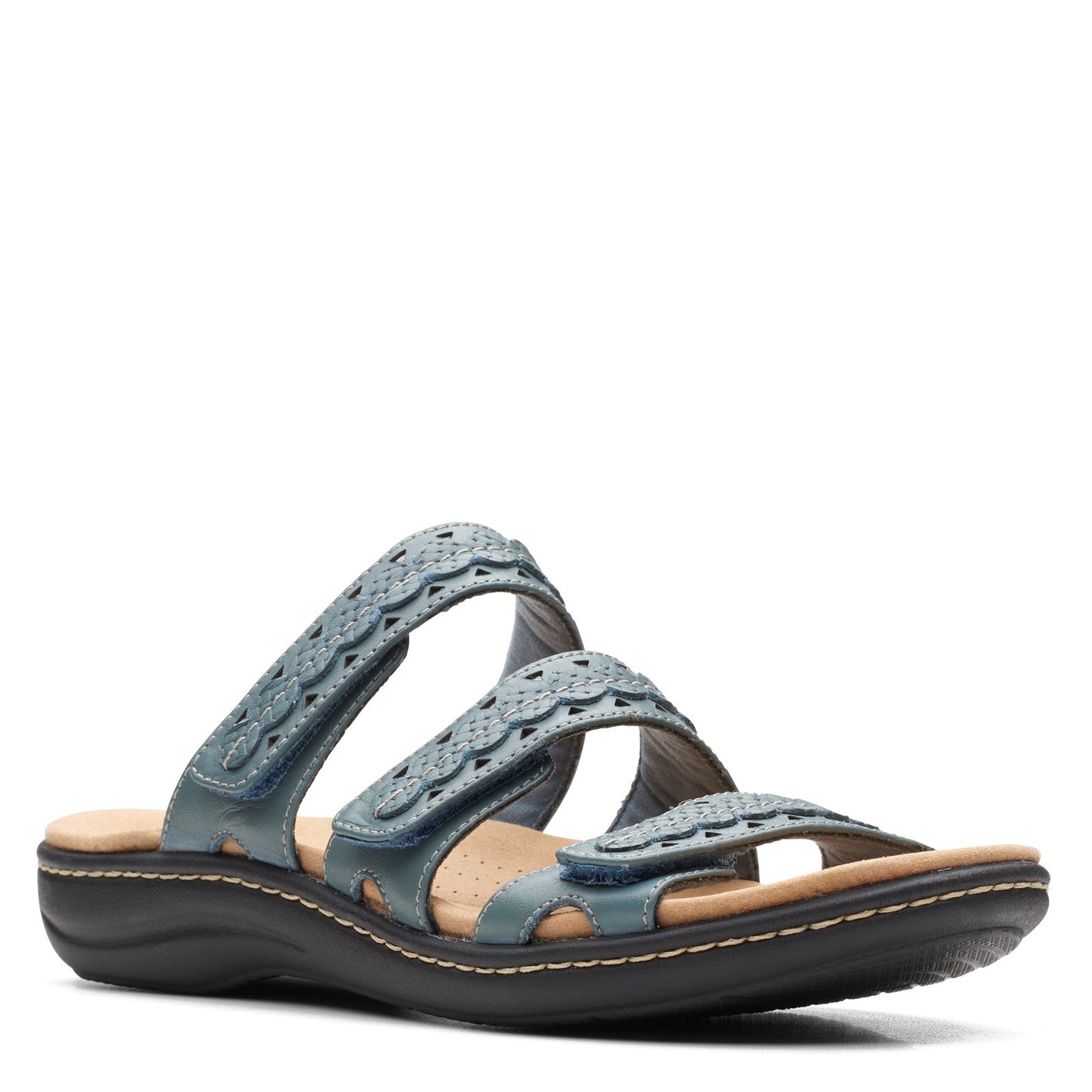 Peltz Shoes  Women's Clarks Laurieann Cove Sandal BLUE GRAY 26166494