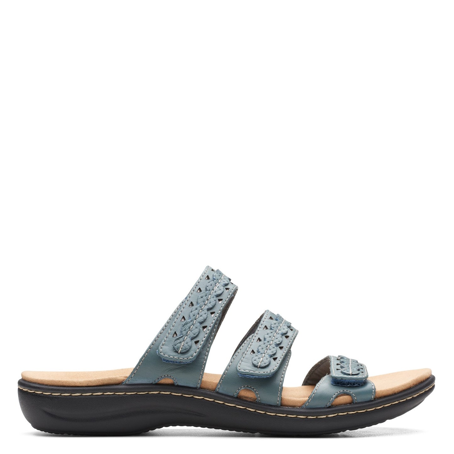 Peltz Shoes  Women's Clarks Laurieann Cove Sandal BLUE GRAY 26166494