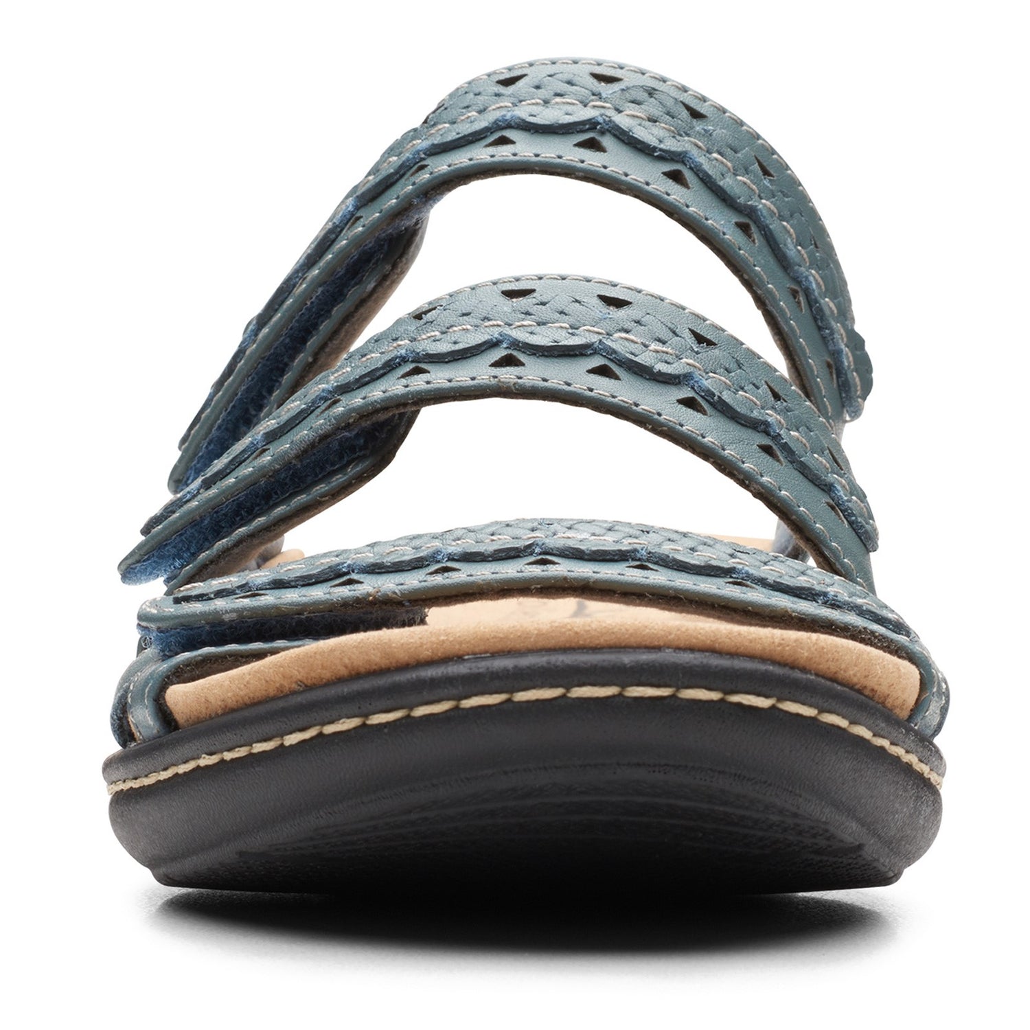 Peltz Shoes  Women's Clarks Laurieann Cove Sandal BLUE GRAY 26166494