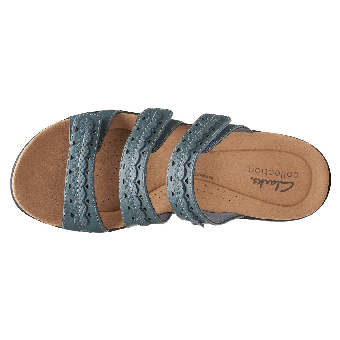 Peltz Shoes  Women's Clarks Laurieann Cove Sandal BLUE GRAY 26166494