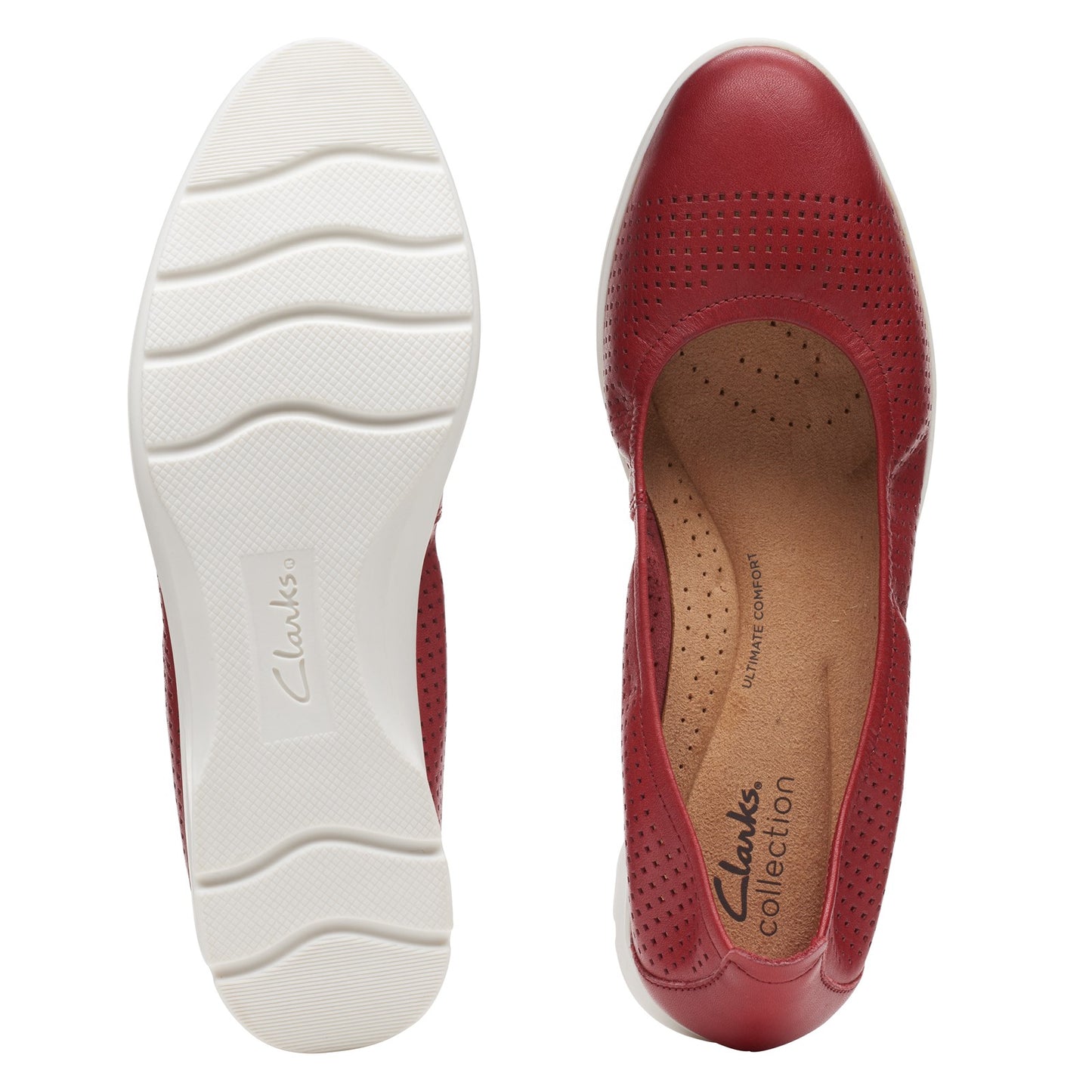 Peltz Shoes  Women's Clarks Jenette Ease Flat RED BEAN 26166716