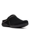 Peltz Shoes  Women's Clarks Roseville Echo Clog BLACK SUEDE 26167402