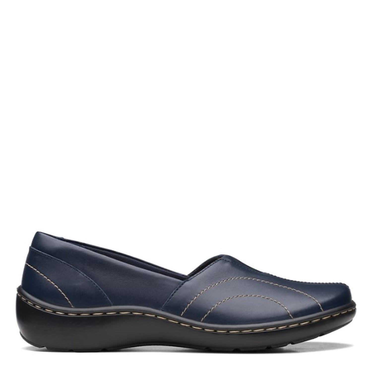 Peltz Shoes  Women's Clarks Cora Meadow Slip-On NAVY 26167755