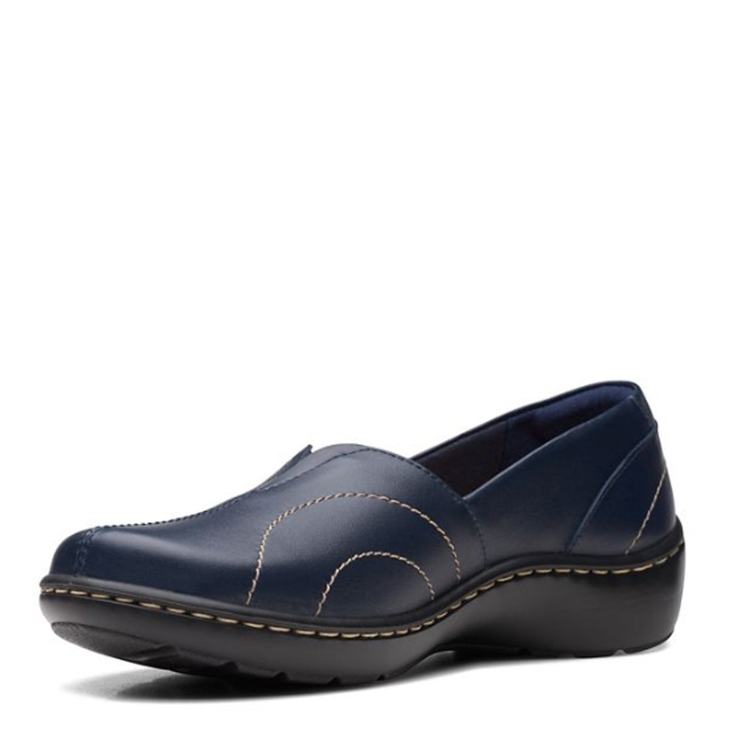 Peltz Shoes  Women's Clarks Cora Meadow Slip-On NAVY 26167755
