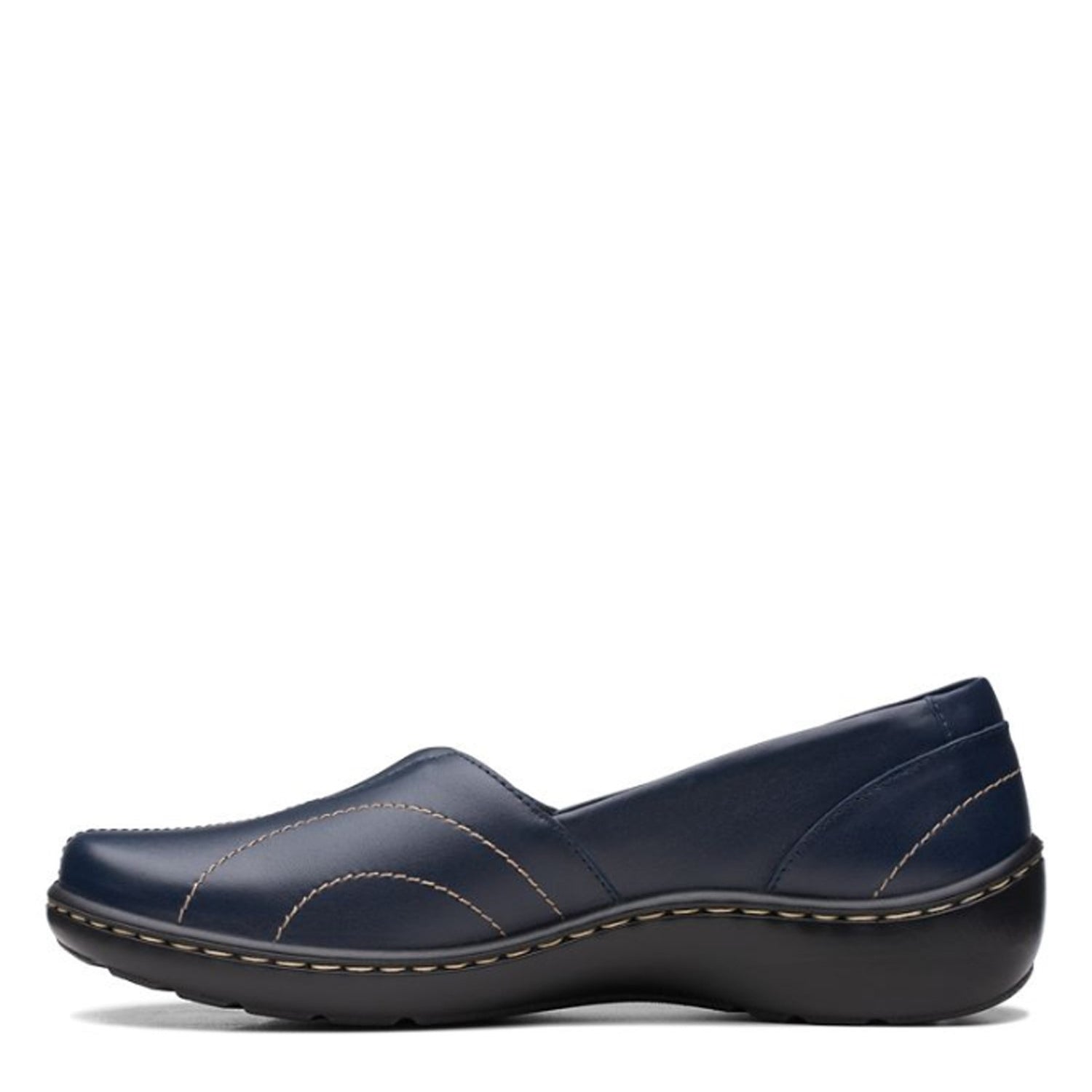 Peltz Shoes  Women's Clarks Cora Meadow Slip-On NAVY 26167755