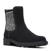 Peltz Shoes  Women's Clarks Opal Sky Boot BLACK SUEDE 26167827