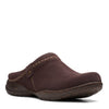 Peltz Shoes  Women's Clarks Roseville Echo Clog BROWN SUEDE 26167872