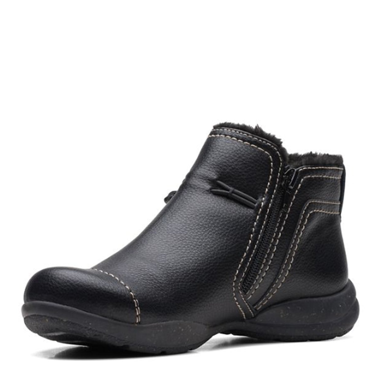 Peltz Shoes  Women's Clarks Roseville Aster Bootie BLACK LEATHER 26168446